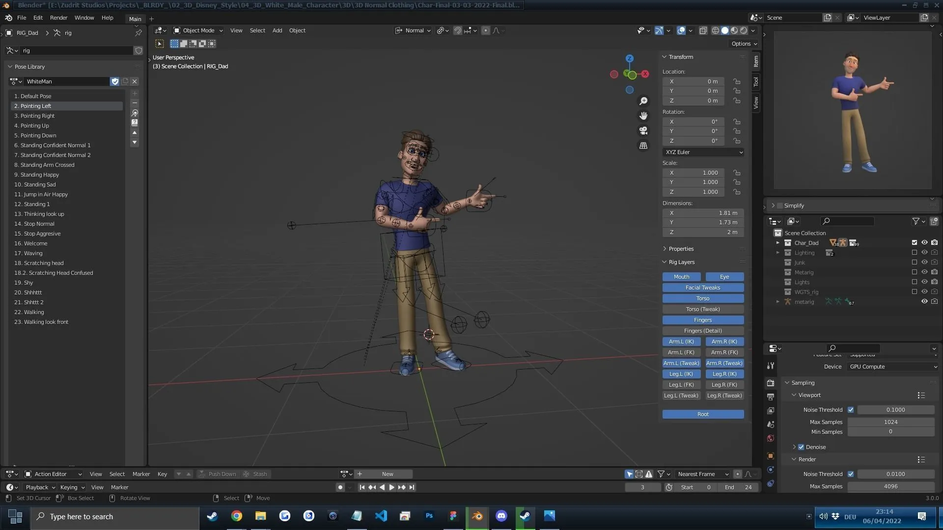 Blender source files preview for Cartoon Man Character